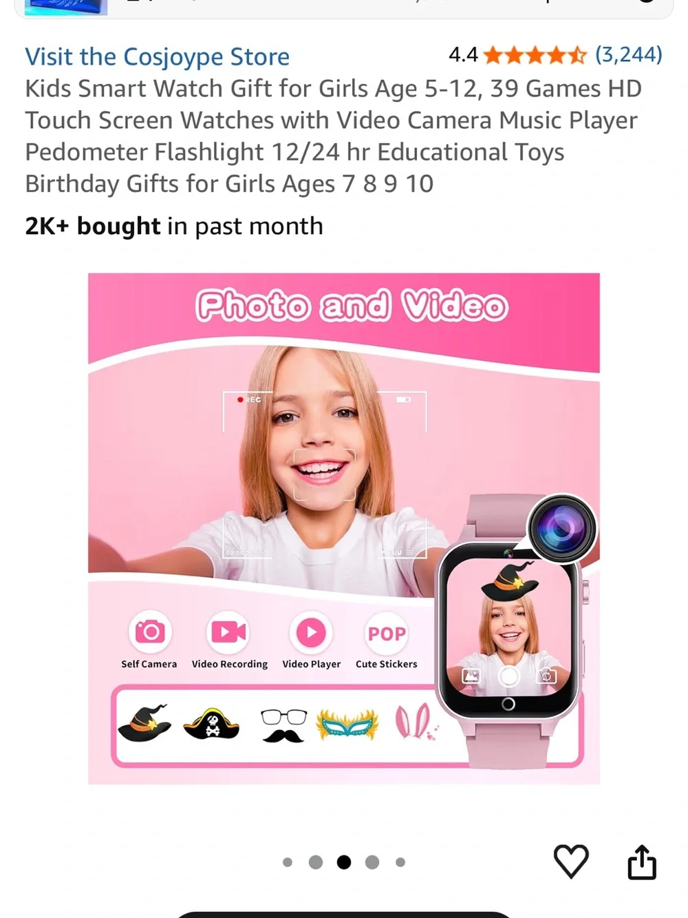 NEW IN BOX Pink Kids Smartwatch with Camera and Color Screen